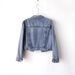 "Vintage Beaded Denim Jacket For Women – Heavy Washed Cropped & Loose Fit (Black/Light Blue)"_mkmklike.com