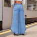 Women's Clothing Trendy Wide-Leg Jeans For Women – Light Blue, Mid-Rise, Non-Stretch & Street Style – XS To XL_mkmklike.com