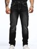 Men's Slim Fit Stretch Jeans - Classic Black & Gray Straight Leg Casual Denim Pants For Everyday Wear_mkmklike.com