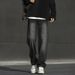 Men's Distressed Straight-Leg Jeans – Korean Streetwear Style, Relaxed Fit, Vintage Wash, Wide-Leg Casual Denim Pants (Fall, Urban Fashion)_mkmklike.com