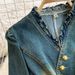 Korean Style V-Neck Suit Set – Slimming Metal Button Jacket & Flared Denim Pants For Women_mkmklike.com