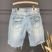 Men's Clothing Light Colored Ripped Denim Shorts For Men Summer Thin Loose Casual Mid-Length Five Point Trendy Versatile Retro Pants_mkmklike.com
