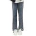 Spring/Summer Thin New Jeans Women, High Waist Slimming Split Hem Popular Flared Pants, Casual Nine-Tenths Length For_mkmklike.com