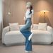 Women's Gradient Rhinestone Straight Leg Jeans High Waist Slimming Wide Leg Floor Length Drawstring Pants Summer 2025 Thin Style_mkmklike.com