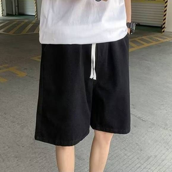 Men's Clothing Retro Denim Shorts For Men Trendy Summer High Street Style Loose Fit Mid-Length Five Point Pants_mkmklike.com