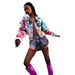 Women's Clothing Street Style Personality Colorful Letter Graffiti Denim Jacket Women's Autumn Loose Short Style Raw Edge Tattered Top_mkmklike.com