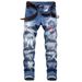 Men's Stretch Printed Jeans With 3D Patterns - Slim Fit Denim Pants For Streetwear & Casual Style_mkmklike.com