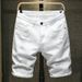 Men's Clothing Denim Shorts Half Pants Pure Black Mid Length Pants Ripped Brand Breeches_mkmklike.com