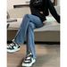 Black Slit Denim Jeans Women, Spring And Autumn 2026 New Model, High-waisted, Slim-fit, Stretchy, Micro-flared Pants For_mkmklike.com