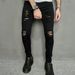 Men's Casual Ripped Slim Fit Denim Small Feet Personalized Trend Jeans_mkmklike.com