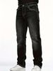 Men's Stretch Denim Jeans – Slim Fit Black Straight Leg Pants With Embroidery Details (S-2XL, All-Season Comfort)_mkmklike.com