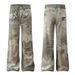 2025 High Ripped Lace Vintage Print Jeans Hip Hop Street Style Men's Trendy Straight Pants_mkmklike.com