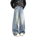Wide Leg Jeans Loose Fitting Slimming Trendy Casual Pants for Men And Women Washed Texture Cool Slanted Cut Design Versatile_mkmklike.com