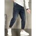 Jeans Men's Trendy Brand Spring And Autumn Slim-fit Pants Retro Washed Versatile Elastic Casual Pants_mkmklike.com