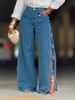 Handcrafted Floral Embroidered High-Slit Distressed Denim Jeans For Women – Vintage Boho Streetwear (Blue, S-2XL)_mkmklike.com