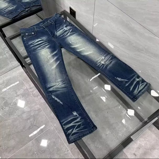 Men's Slim Fit Stretch Jeans – Korean Style Casual Denim Pants For Teens & Young Adults (S-3XL, Blue Washed)_mkmklike.com