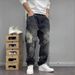 Men's Clothing Patterned Denim Jeans Straight Leg Loose Fit Casual And Versatile Long Pants High Street Style Style Men's Clothing_mkmklike.com
