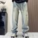 Men's Classic Straight-Leg Jeans – Vintage Washed Blue Denim Pants With Adjustable Drawstring & Relaxed Fit (Sizes S-3xl)_mkmklike.com