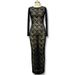 women's clothing hollow lace pattern see-through slim long dress_mkmklike.com