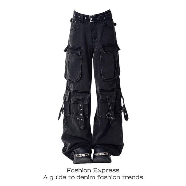 Women's Straight Leg Wide Leg Jeans American Retro High Street Workwear Casual Pants Fashionable Trendy Trousers 2024_mkmklike.com