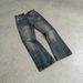 Vintage Washed Denim Flared Pants - Retro High-Waisted Bootcut Jeans For Men & Women, Distressed Detailing, Classic Blue (S-XXXL)_mkmklike.com