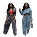 Women's Clothing Fashion Loose Casual Short Jacket Wide Leg Trousers Denim Suit Women's Two Piece Suit_mkmklike.com