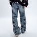 Unisex Retro Star-Print Jeans – Relaxed Straight Fit, High Street Vibe & Couple Styling_mkmklike.com