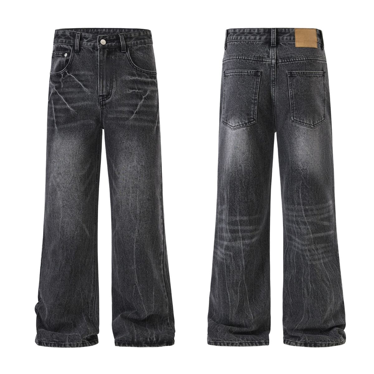 Men's Clothing & Archer0603 & Designer Lightning Crack Washed Jeans American Retro Slightly Flared Loose Pants Men's Trendy Brand_mkmklike.com