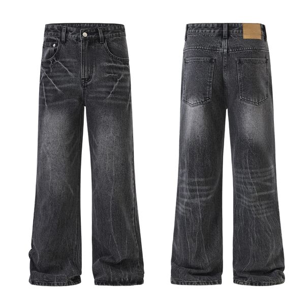 Men's Clothing & Archer0603 & Designer Lightning Crack Washed Jeans American Retro Slightly Flared Loose Pants Men's Trendy Brand_mkmklike.com