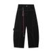 Men's High Street Deconstructed Jeans - Wide-Leg Cargo Pants With Asymmetrical Hem (Wine Red/Black)_mkmklike.com