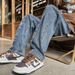Nordmann Patchwork Jeans For Men Autumn High Street Cool Loose Straight Ins Trendy Brand Wide Leg Long Pants Men's Trousers_mkmklike.com