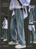 American Retro High Street Men's Jeans Straight Wide Leg Loose Fit Long Trousers Faionable Autumn Trendy Brand_mkmklike.com