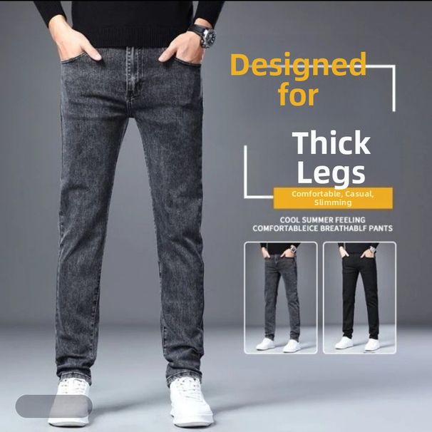 Men's Slim Straight Leg Denim Trousers For Summer Fashionable Style Jeans For Men_mkmklike.com