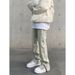 Men's Clothing High Street Style Vibe Retro Washed Distressed Vintage Washed High Street Vibe Men's Straight Leg Jeans With Zip Slit & Mud Dye_mkmklike.com