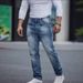 Plus Size Men's Stretchy Jeans High Street Trendy Business Style Long Pants_mkmklike.com
