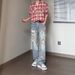 American High Street Ripped Jeans Men's Autumn Ruffian Handsome High-end Pants Floral Full Print Straight Vibe Trousers_mkmklike.com