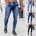 Men's Ins Trend Black Slim Fit High Waist Denim Small Leg Pants Men_mkmklike.com