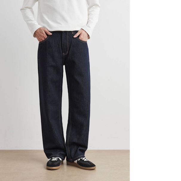 Men's Vintage Washed Distressed Jeans - Streetwear Casual Denim Pants With Multiple Pockets, Mid-Rise, Relaxed Fit, Straight Leg (Black, Blue)_mkmklike.com