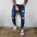 Men's Clothing Fashion Men's Ripped Stretch Jeans Skinny Jeans Foreign Trade Personality Ripped Men's Jeans_mkmklike.com