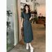 ELLE 2025 Korean Version Elegant Goddess Style Hong Kong Retro Chic Mid-Length Denim Dress Women's Summer Export_mkmklike.com