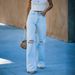 Women's Clothing High Waist Temperament Washed Ripped Casual Denim Trousers_mkmklike.com