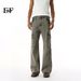 EF JEANS | 2025 Spring New American Slim-Fit Skinny Multi-Pocket Tooling Washed Grey Jeans_mkmklike.com