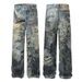 "Men's Distressed Graffiti Jeans - 3D Digital Print Streetwear Denim Pants, Loose Fit Wide Leg Trousers For Urban Fashion"_mkmklike.com