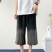 Men's Clothing Shorts Men's Summer Trend Loose Washed Denim Cropped Pants Versatile Casual Straight Pants_mkmklike.com