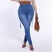 "Women's Slim-Fit Jeans With Elastic Waist & Flap Pockets – Lifting Hip Design (Blue, S-2XL)"_mkmklike.com