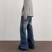 Nordmann European And American High Street Vibes Washed Cat Whiskers Distressed Jeans Men's Retro Slimming Straight-leg Slightly_mkmklike.com