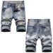 Vintage Distressed Denim Shorts For Men – High Street Fashion 5-Inch Inseam Summer Jeans With Raw Hem & Ripped Details_mkmklike.com