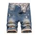 Retro Men's Cropped Jeans Distressed And Ripped Slim Fit Straight Leg mid Rise Trendy Summer Hot Selling Pants_mkmklike.com