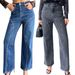Rhinestone-Embellished High-Waist Straight Leg Jeans – Trendy Streetwear Denim Pants For Women & Men (Cotton Blend, Blue/Black-Grey)_mkmklike.com