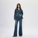 SELINE Women's Flared Jeans, Vintage Washed, High Waist, Slimming, 2025 Autumn New Loose Fit Floor-Length Pants_mkmklike.com
